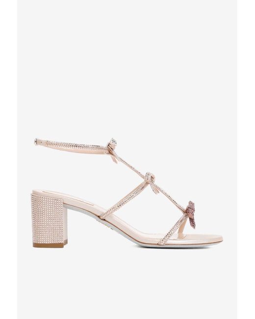 Rene Caovilla Natural Caterina 70 Crystal-Embellished Sandals