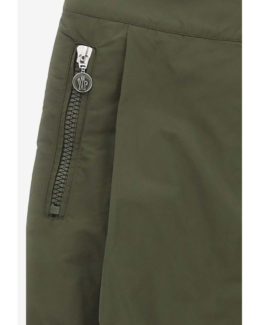 Moncler Green Logo Patch Wide-Leg Pants