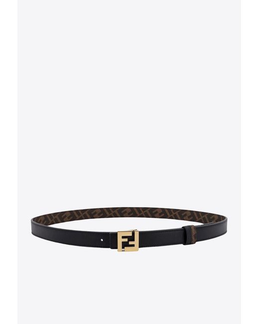 Fendi White Ff Logo Reversible Leather Belt for men