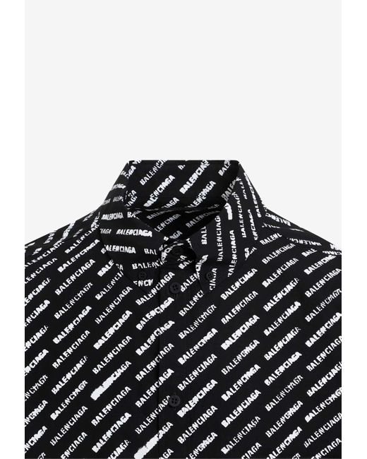 Balenciaga Black Large Fit Logo Shirt for men