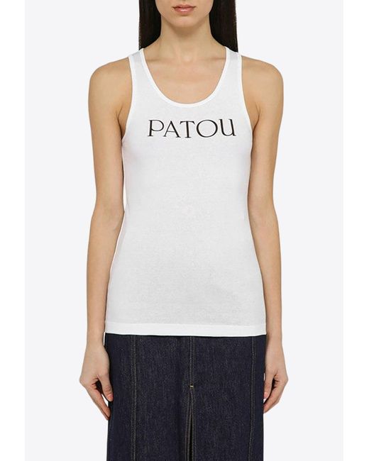 Patou White Logo Print Tank Top