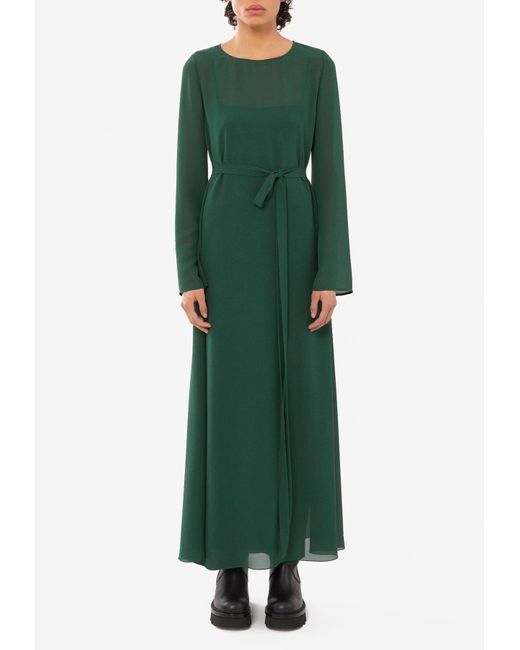 Chloé Green Long-Sleeved Silk Maxi Dress