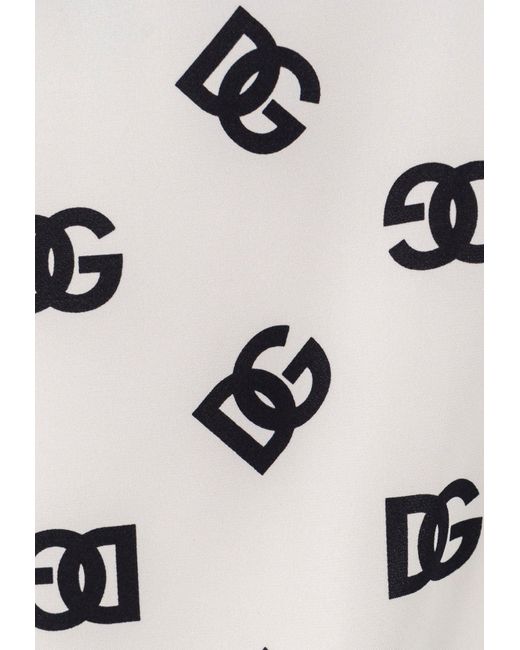 Dolce & Gabbana White All-Over Dg Logo Charmeuse Shirt