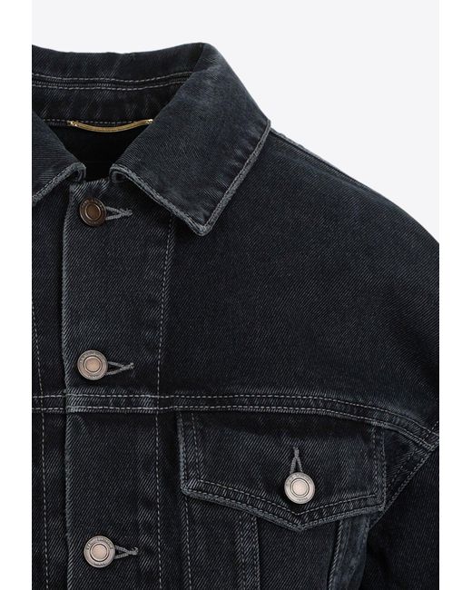 Saint Laurent Black Cropped Denim Jacket