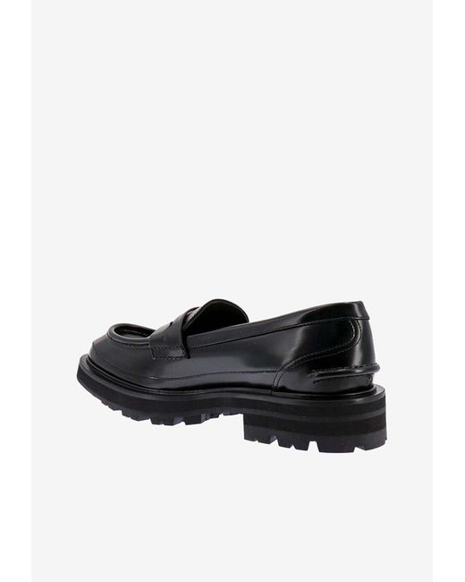 Alexander McQueen Black Penny Leather Loafers for men