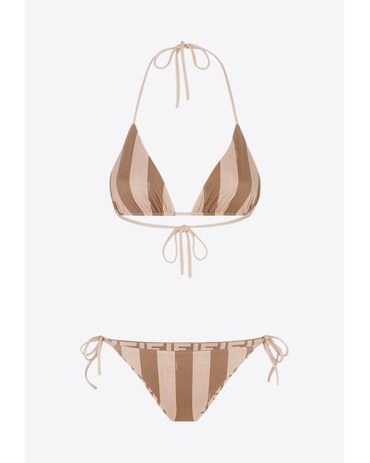 Fendi White Reversible Striped Bikini