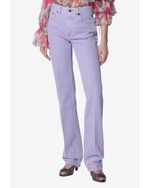 Chloé Purple Logo Patch Straight-Leg Jeans