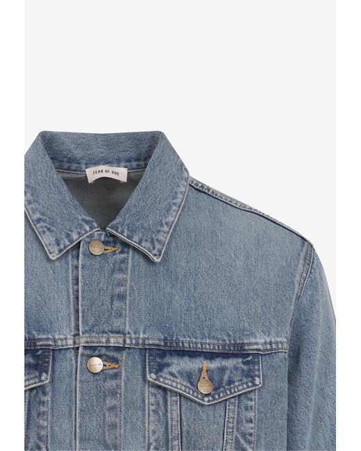 Fear Of God Blue Washed-Out Denim Jacket for men