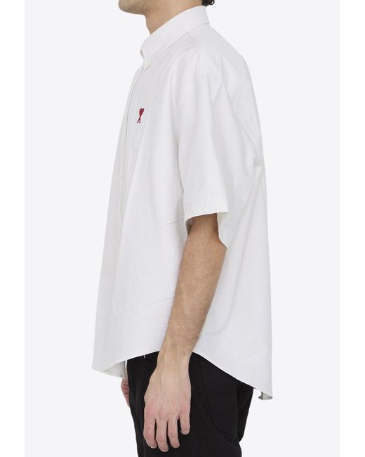 AMI White Ami De Coeur Short-Sleeved Shirt for men
