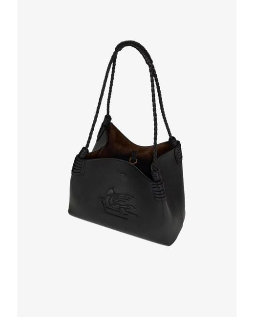 Etro Black Small Libra Calf Leather Shoulder Bag