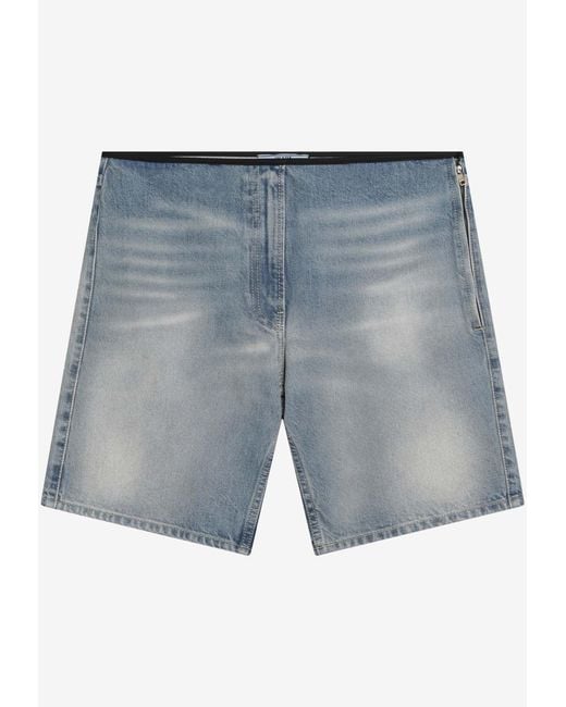 Prada Blue Washed Denim Shorts