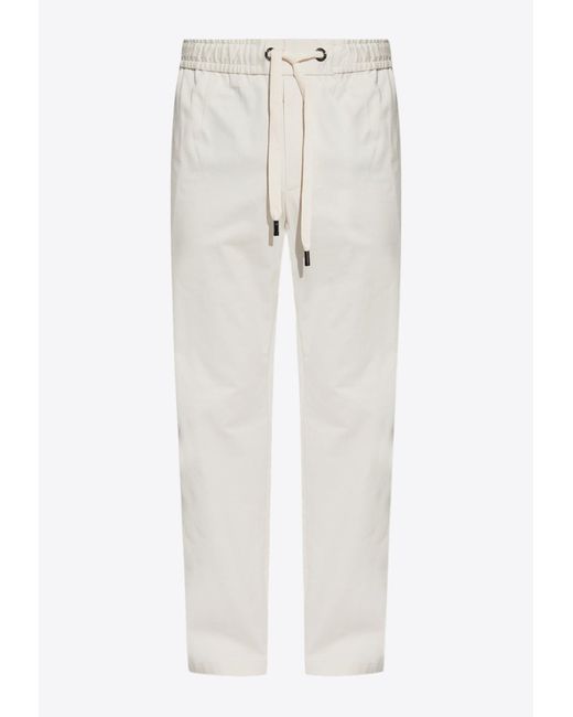 Dolce & Gabbana White Tapered-Leg Drawstring Pants for men