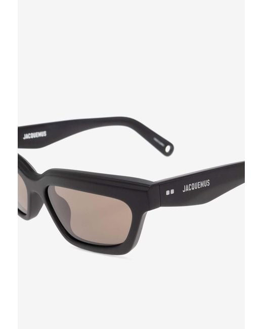 Jacquemus Gray Logo Print Square Sunglasses