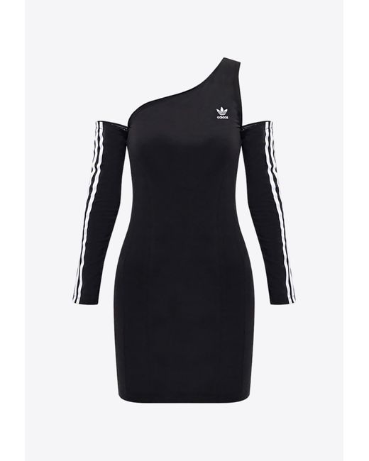 Adidas Originals Black Trefoil One-Shoulder Mini Dress