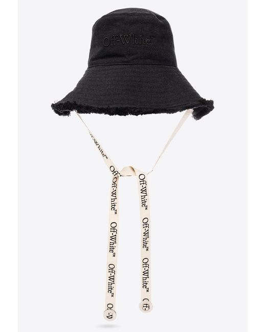 Off-White c/o Virgil Abloh Black Logo Embroidered Bucket Hat With Logo Strings