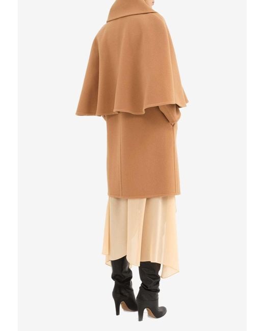 Chloé Natural Wool-Blend Cape Coat