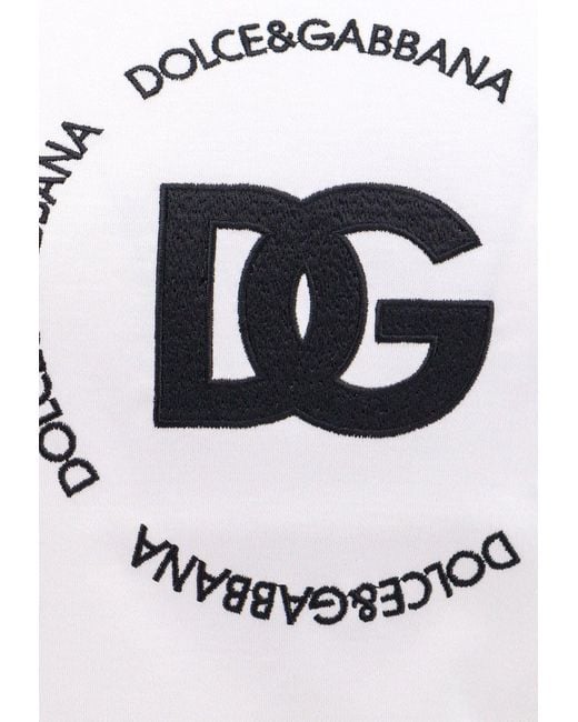 Dolce & Gabbana White Logo-Embroidered Interlock T-Shirt