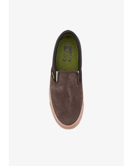 Vans Brown Classic 98 Slip-On Suede Sneakers