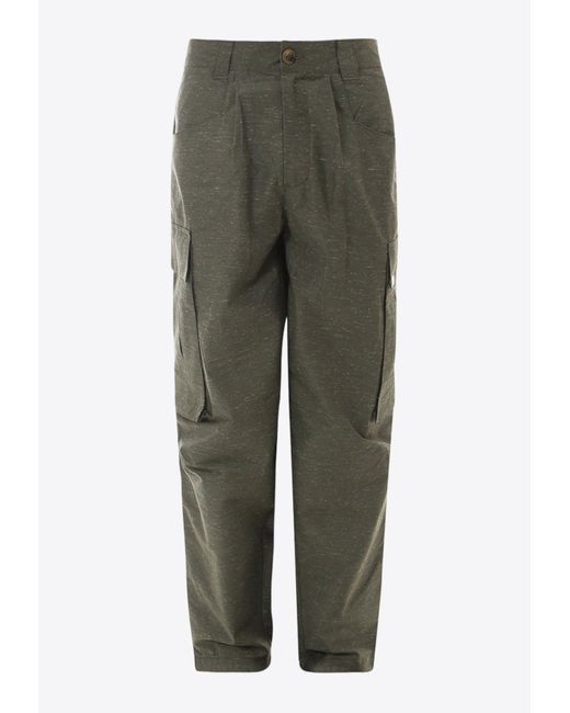 The Silted Company Green Straight Leg Cargo Pants for men