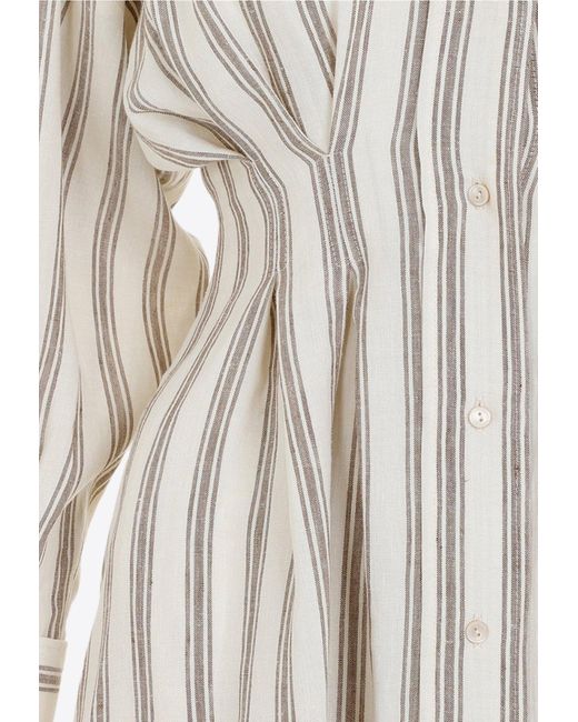 Max Mara White Yole Striped Maxi Shirt Dress