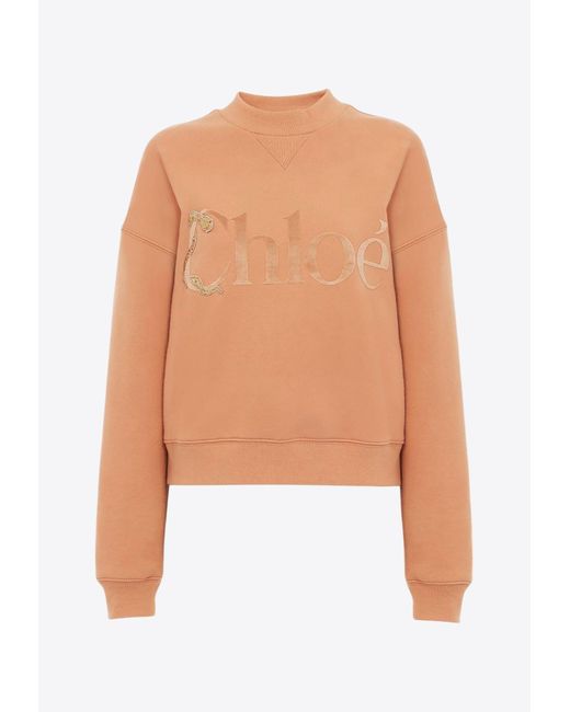 Chloé Blue Generous Logo Print Sweatshirt