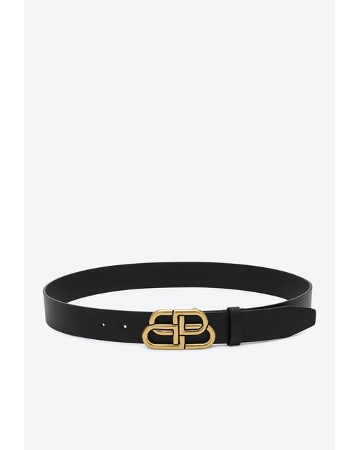 Balenciaga White Bb Logo Leather Belt for men