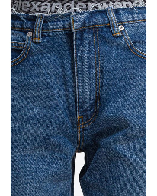 Alexander Wang Blue Straight-Leg Washed Jeans