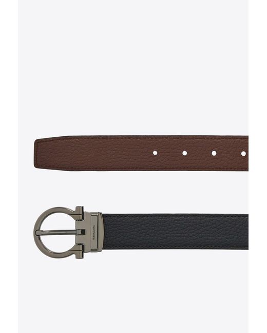 Ferragamo Men's Reversible Leather Belt with Beveled Gancini Buckle