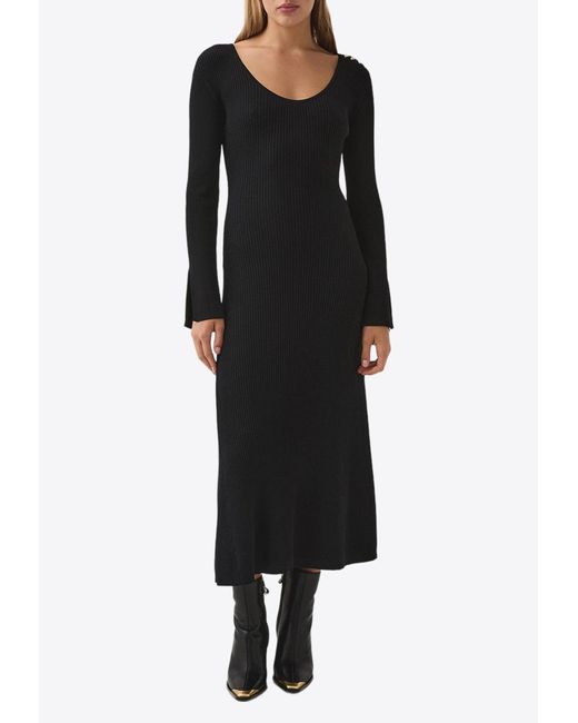 Aje. Black Zeitgeist Knit Midi Dress