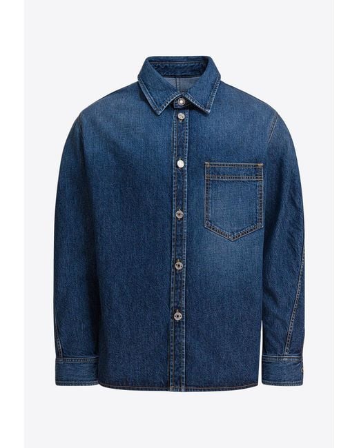 Givenchy Blue Logo Patch Denim Overshirt for men