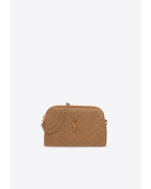 Saint Laurent Brown Gaby Quilted Leather Crossbody Bag