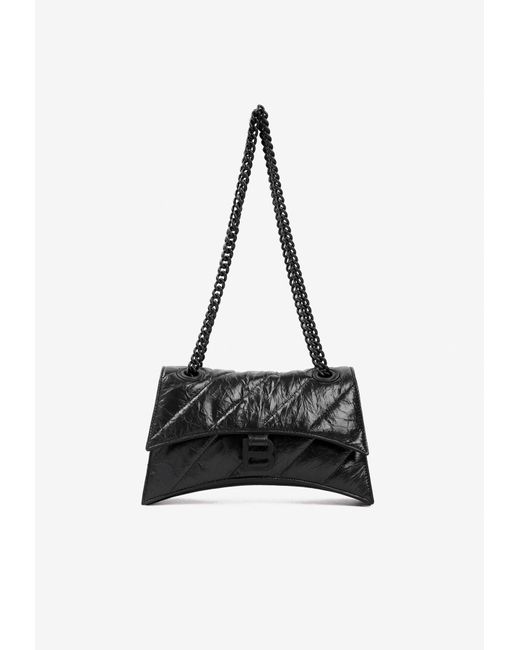 Balenciaga Crush Chain Shoulder Bag In Quilted Leather in White Lyst