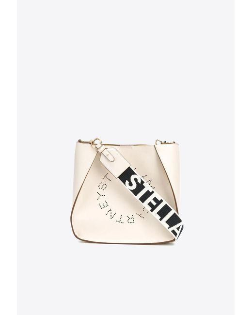 Stella McCartney White Perforated-Logo Shoulder Bag