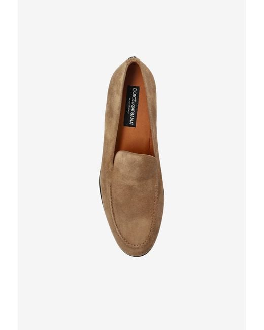 Dolce & Gabbana White Split Suede Loafers for men