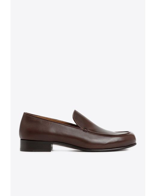 The Row Brown Flynn Classic Leather Loafers