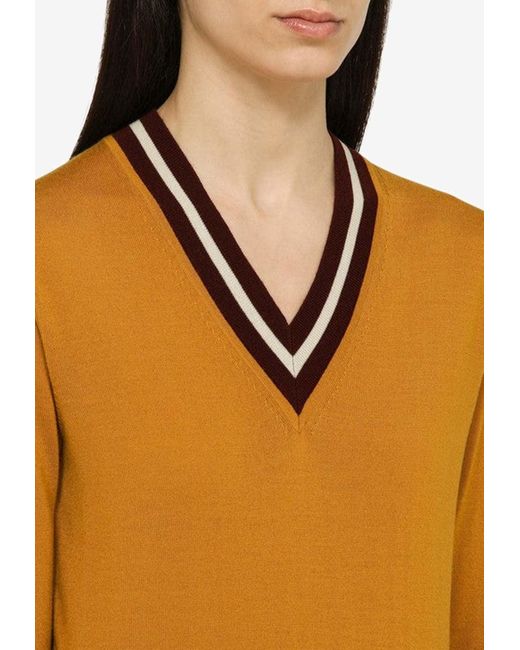 Dries Van Noten Orange V-Neck Sweater