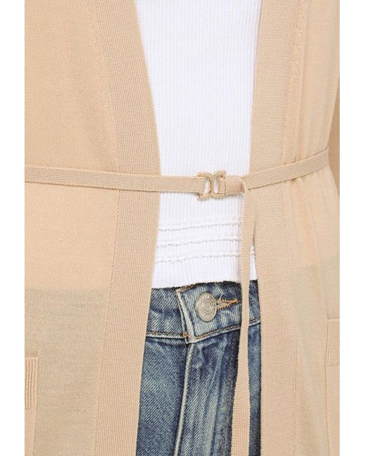 Chloé Natural Long Belted Wool Cardigan