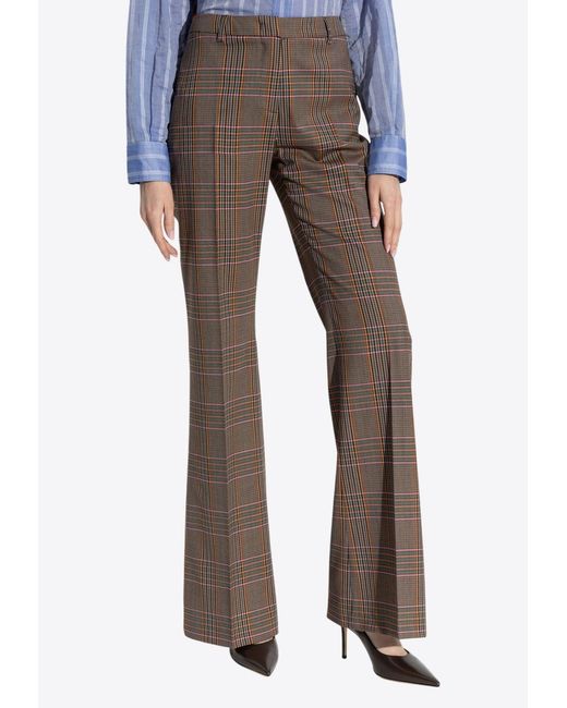 Etro Gray Plaid Check Flared Pants