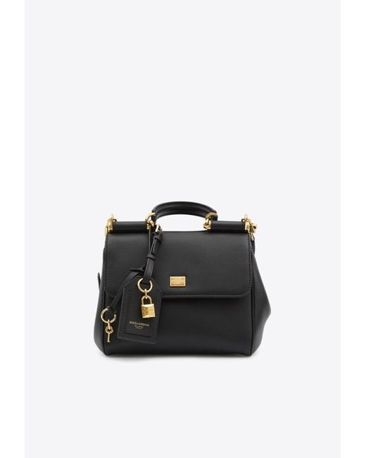 Dolce & Gabbana Black My Sicily Calf Leather Top Handle Bag