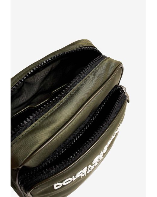 Dolce & Gabbana Black Logo Nylon Messenger Bag for men