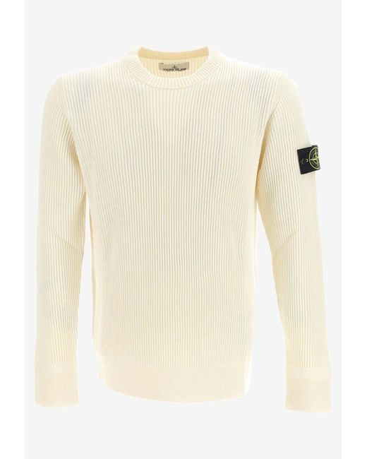 Stone Island Natural Logo Patch Crewneck Sweater for men