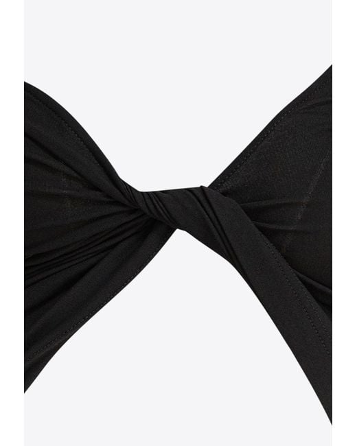 Courreges Black One-Shoulder Twisted Cropped Top