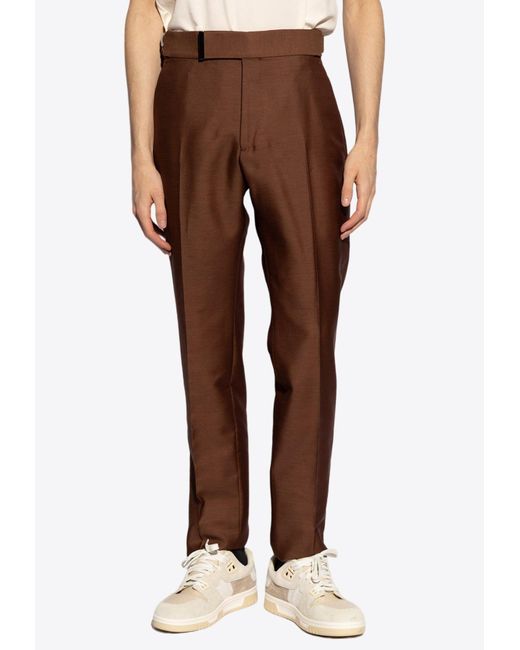Tom Ford Brown Twill Wool-Blend Pants for men