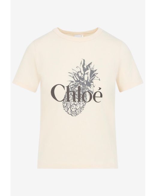 Chloé Natural Logo-Printed Crewneck T-Shirt
