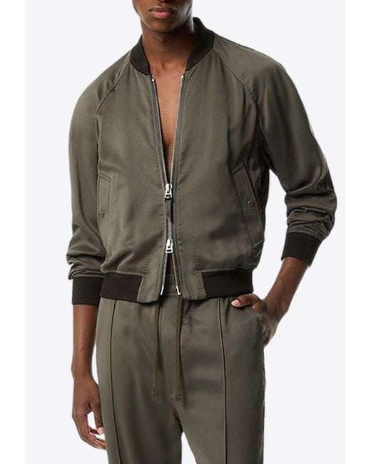Tom Ford Brown Zip-Up Bomber Jacket for men