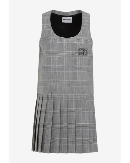Miu Miu Gray Grey Virgin Wool Dress