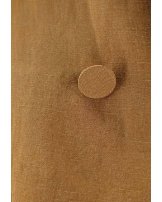 Alysi Natural Double-Breasted Buttoned Blazer