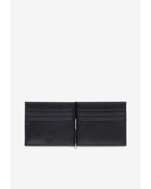 Prada White Triangle Logo Leather Wallet for men
