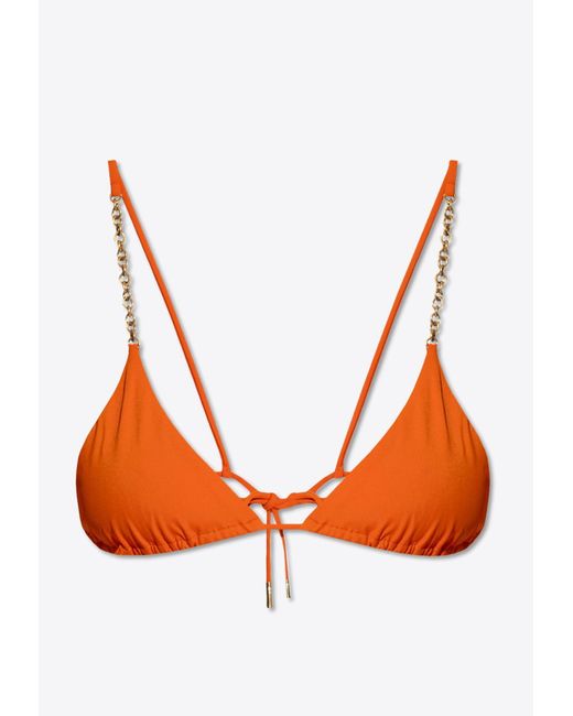 Saint Laurent Orange Chain Triangle Bikini Top