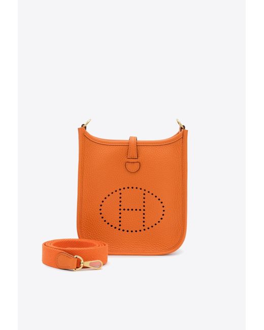 Hermès Mini Evelyne 16 In Orange Taurillon Clemence With Gold Hardware